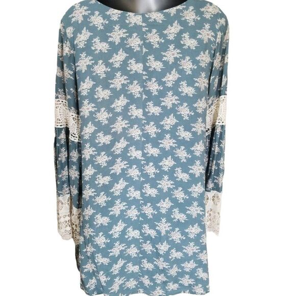 Entro Floral Dress with Crochet embroidery Cottage Chic Boho Lagenlook Size Med - Picture 2 of 7